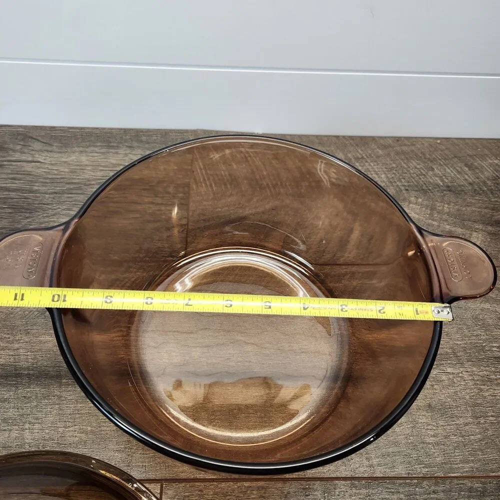 Corning Vision PYREX Ware USA Amber 5 Qt 4.5L Dutch Oven Stock Pot W/ Lid Vtg